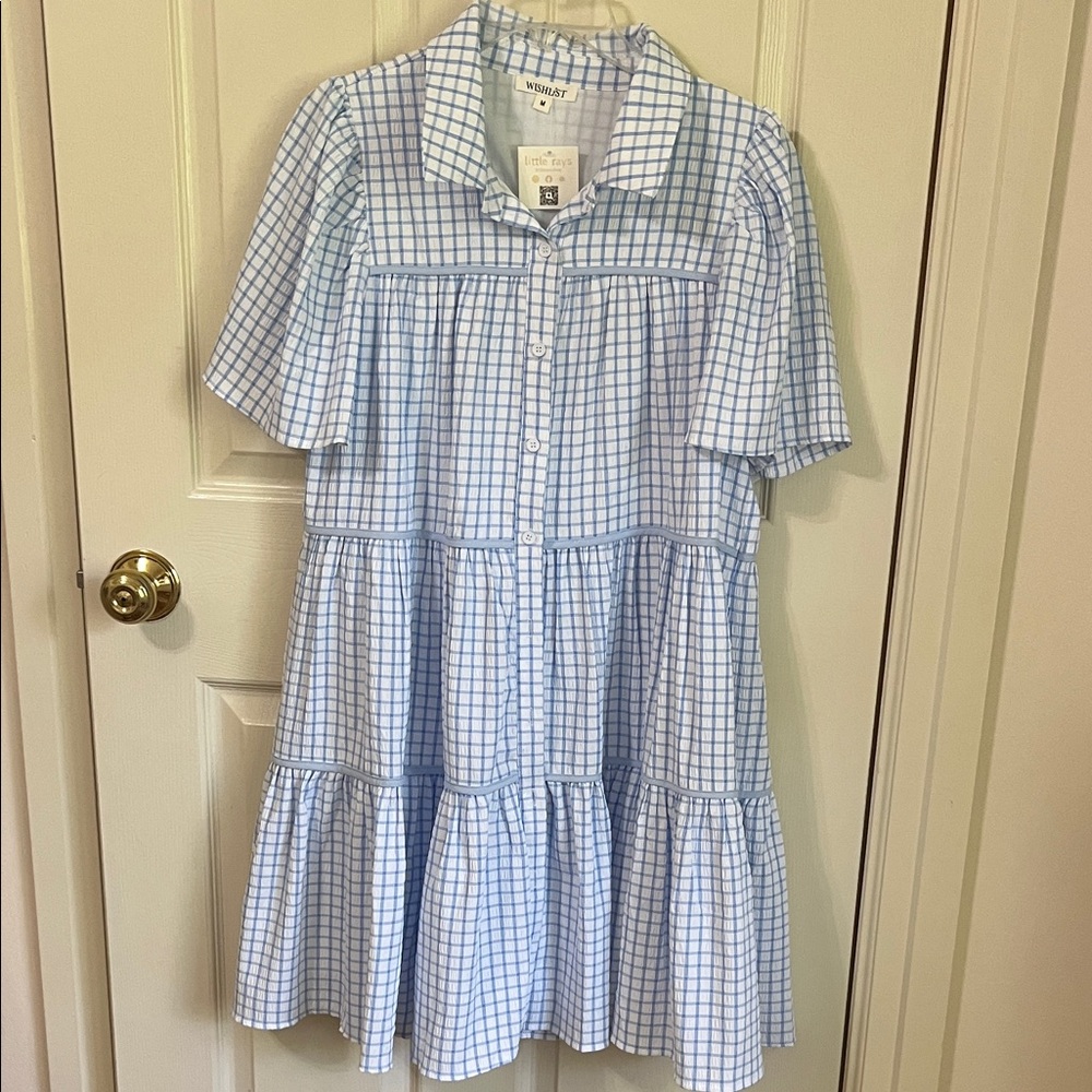 Light Blue Plaid Dress